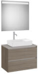 Roca Ona 2 fiókos mosdószekrény 79, 4x45, 7x58, 3 cm és tükör LED világítással, sötét szil A851716511 (A851716511)