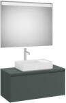 Roca Ona 1 fiókos mosdószekrény 99, 4x45, 7x44, 3 cm és tükör LED világítással, matt zöld A851714513 (A851714513)