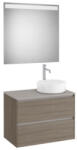 Roca Ona 2 fiókos mosdószekrény 79, 4x45, 7x58, 3 cm és tükör LED világítással, jobbos / sötét szil A851715511 (A851715511)