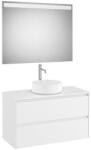 Roca Ona 2 fiókos mosdószekrény 99, 4x45, 7x58, 3 cm és 100x80 cm-es tükör LED világítással, matt fehér A851718509 (A851718509)