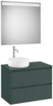 Roca Ona 2 fiókos mosdószekrény 79, 4x45, 7x58, 3 cm és 80x80 cm-es tükör LED világítással, balos / matt zöld A851717513 (A851717513)