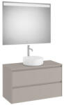 Roca Ona 2 fiókos mosdószekrény 99, 4x45, 7x58, 3 cm és 100x80 cm-es tükör LED világítással, homokszürke A851718510 (A851718510)