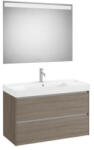 Roca Ona 2 fiókos mosdószekrény 100x46x64, 5 cm kerámia mosdóval és tükör LED világítással, sötét szil A851709511 (A851709511)