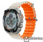 DEVIA Deluxe Sport6, Okosóra szíj, Szilikon anyagból, Csőszerkezetes struktúra, Rugalmas, Csatos, Bézs, Narancssárga, Apple Watch Series 1, 2, 3 38mm, 4, 5, 6, SE 40mm, 7, 8, 9 41mm, 10 42mm