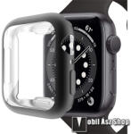  Okosóra szilikon védő tok, Szilikon előlapvédő is, Galvanizált, Fekete, Apple Watch Series 7, 8, 9 45mm