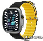 DEVIA Deluxe Sport6, Okosóra szíj, Szilikon anyagból, Csőszerkezetes struktúra, Rugalmas, Csatos, Fekete, Citromsárga, Apple Watch Series 1, 2, 3 38mm, 4, 5, 6, SE 40mm, 7, 8, 9 41mm, 10 42mm