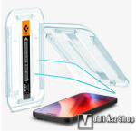 Spigen Apple iPhone 16 Pro Max, Spigen Ez Fit HD, Képernyővédő üveg, 2db, 2.5D, Karcálló, Tokbarát, Ultravékony, 0.2mm, 9H, A teljes kijelzőt védi, Segédkeret, Átlátszó (AGL07907)