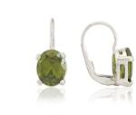 Ezüst fülbevaló patentzáras elegáns nagy olívazöld ovális cirkónia kővel