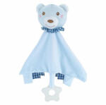 Free2Play Paturica, Free2Play, Teddy Bear, Moale, Cu zornaitoare, Cu jucarie dentitie, 33 x 33 x 8 cm, Blue (82757)