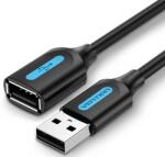 Vention USB-A 2.0/M - USB-A 2.0/F (hosszabbító, PVC fekete), 3m, kábel