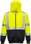 Portwest B315 Hi-Vis kéttónusú kapucnis pulóver Sárga/Fekete - S (PW-B315YBRS) - megatool