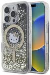 Hello Kitty HKHMP16LLGDIK iPhone 16 Pro 6.3" fekete arany/fekete arany keménytok Liquid Glitter Fever MagSafe tok
