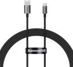  USB töltő- és adatkábel, USB Type-C, 150 cm, 6000mA, 100W, törésgátlóval, gyorstöltés, PD, QC, Baseus Superior, P10320102114-01, fekete