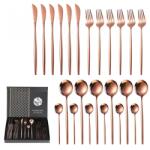 HARAHU Set de tacâmuri din 24 de piese QU-26399 - Auriu Roz KP26399 Tacam