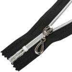  Cipzár ezüst színű spirállal RT10, 12 cm zárt #5D0 S autolock - Fekete 332