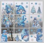 Vanco-Up Karácsonyi sztatikus ablakmatrica, Vanco-Up - Kék manók, hóemberek csillogó ezüst kontúrral