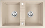  DRGM2/48/78SA - Ferro MEZZO II gránit mosogató, 2 medencés, csepptálca nélküli, homokszín (DRGM2/48/78SA)