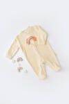 BabyJem Salopeta curcubeu cu maneca lunga si botosei din 80%bumbac organic si 20% poliester - crem, baby cosy (marime: 3-6 luni)