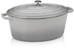 Kela Tava ovala din fonta cu capac Calido 36x29 cm gri deschis KL-12609