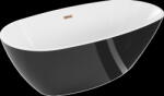 Mexen Eris, szabadon álló kád 180 x 95 cm, fehér-fekete, rózsaszín arany túlfolyó, 53441809575-60 (53441809575-60)