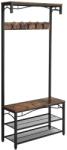 Vasagle Cuier cu 2 rafturi pentru incaltaminte, Vasagle, banca, pal si metal, negru, 80x30x178.5 cm (2004_1)
