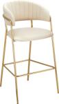 Mobikon Scaun bar catifea bej crom auriu Dasmin 55x58x107 cm (0000393525)