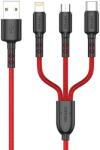 Vipfan Cablu de Date Vipfan 3-in-1 USB-C / Lightning / Micro 3.5A 1.5m USB X02 (Rosu) (25489)