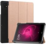 Gigapack T Tablet 5G ( 2023 ) tok álló, bőr hatású (aktív flip, oldalra nyíló, trifold, asztali tartó) rozéarany (GP-153195)
