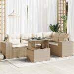vidaXL 6 részes bézs polyrattan kerti ülőgarnitúra párnával (3326799)