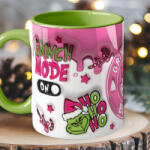 Deconline Customs Grincses karácsonyi bögre "Grinch mode on" pufi hatású zöld bögre (DO129188-GREEN-MUG)