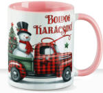Deconline Customs Karácsonyi bögre "Boldog karácsonyt teherautó" 330 ml kerámia Rózsaszín Full HD (DO129192-PINK-MUG)