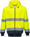 Portwest B317 Kéttónusú zippzáras kapucnis pulóver Sárga/Navy - M (B317YNRM)