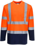 Portwest S280 Kéttónusú, hosszú ujjú Cotton Comfort póló Narancs/Navy - XL (S280ONRXL)