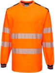 Portwest T185 PW3 Hi-Vis hosszú ujjú póló Narancs/Navy - XXL (T185ONRXXL)