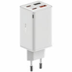 Baseus GaN6 Pro, 65W, 3.25A, 2 x USB-A, 2 x USB-C töltőfej, hálózati töltő, USB-C kábellel, fehér