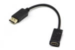 Manhattan Display Port (Apa - Male) to HDMI (Anya - Female) átalakító kábel, 4K UHD, 25cm fekete