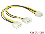 Delock 8 Pin EPS to 2 x 4 Pin Molex Kábel, 30cm (85453)