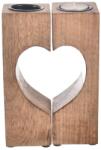 Indecor Suport pentru lumânări din lemn de mangoși metal Heart , 13, 5 x 7 x 20 cm