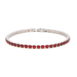 ElectraStore Bratara Tennis Argintie Rosu Rubin (C2638)