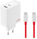 OnePlus 57983122844 80W USB/Type-C GaN PD fehér hálózati töltő + Type-C kábel (57983122844)