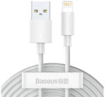 Baseus Simple Wisdom USB / Lightning adat/töltőkábel, 2, 4A, 1, 5m, Fehér (2db) (TZCALZJ-02)