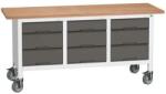 bott Mobil műhelyasztal Bott Verso Storage, 175 x 60 x 83 cm, multiplex, 9 fiókos, szürke-antracit