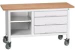 bott Mobil műhelyasztal Bott Verso Storage, 150 x 60 x 83 cm, multiplex, 3 fiók, 1 polc, szürke-szürke - manutan - 698 843 Ft