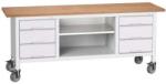 bott Mobil műhelyasztal Bott Verso Storage, 200 x 60 x 83 cm, multiplex, 6 fiók, 1 polc, szürke-szürke