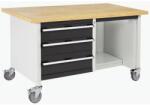 bott Mobil műhelyasztal Bott Cubio Tároló, 84 x 150 x 75 cm, 3 fiók, polcok, multiplex, szürke-antracit