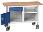 bott Verso Storage mobil műhelyasztal, 125 x 60 x 83 cm, multiplex, 1 fiók, 1 szekrény, 1 polc, szürke-kék