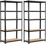  2x Fém Polcrendszer - 5 Polcos - 80x40x180 cm - Fekete (2xREGMET8040180CZA)