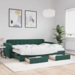 vidaXL sötétzöld kihúzható bársony heverő fiókkal 80 x 200 cm (3196996)