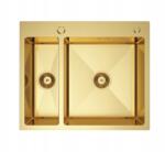 Erga HD, 1, 5 kamrás acél mosogató 610x510x210 mm mosószer adagolóval, csiszolt arany, ERG-MLS-HD6151G (ERG-MLS-HD6151G)