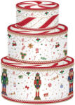 Easy Life Nuova R2S Fémdoboz 3 db-os szett kerek, 20x8, 5/17x8/13, 5x6, 5cm, Nutcracker Twist